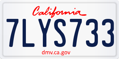 CA license plate 7LYS733
