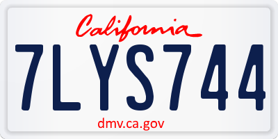 CA license plate 7LYS744