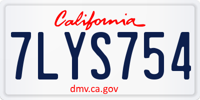 CA license plate 7LYS754