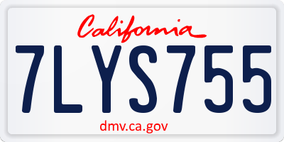 CA license plate 7LYS755