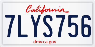 CA license plate 7LYS756