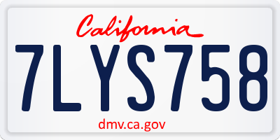 CA license plate 7LYS758