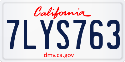 CA license plate 7LYS763