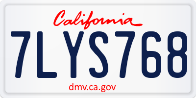 CA license plate 7LYS768