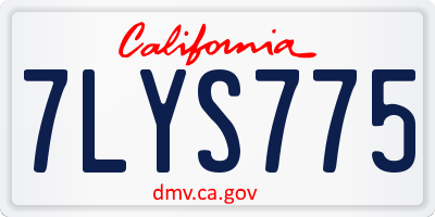 CA license plate 7LYS775