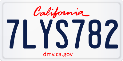 CA license plate 7LYS782