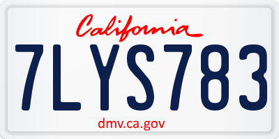 CA license plate 7LYS783