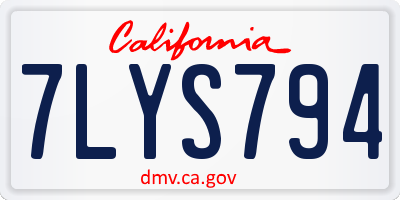 CA license plate 7LYS794