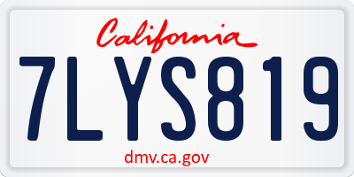 CA license plate 7LYS819