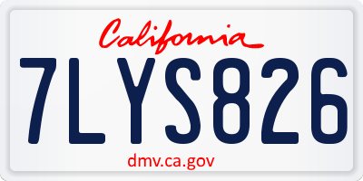 CA license plate 7LYS826