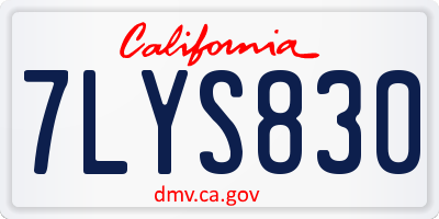 CA license plate 7LYS830
