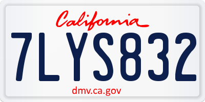 CA license plate 7LYS832