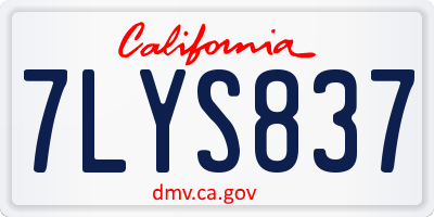 CA license plate 7LYS837