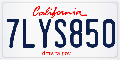 CA license plate 7LYS850