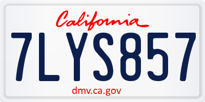CA license plate 7LYS857