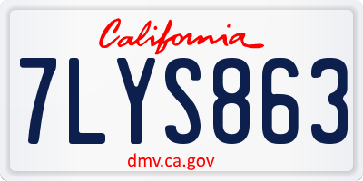CA license plate 7LYS863