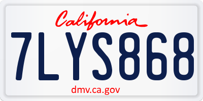 CA license plate 7LYS868
