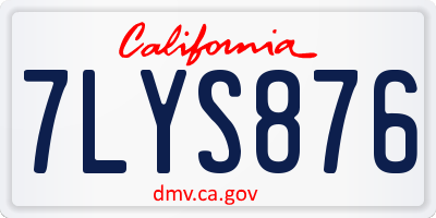 CA license plate 7LYS876