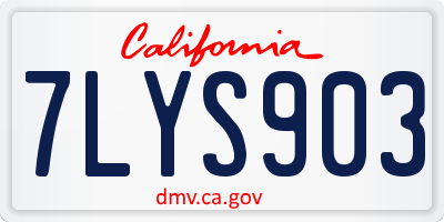 CA license plate 7LYS903