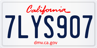 CA license plate 7LYS907