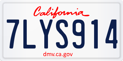 CA license plate 7LYS914