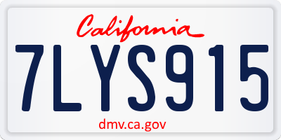 CA license plate 7LYS915