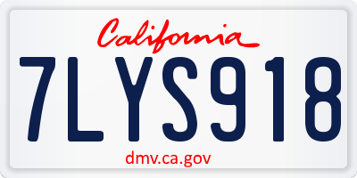 CA license plate 7LYS918