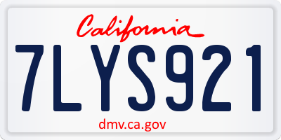 CA license plate 7LYS921