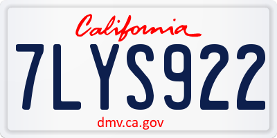 CA license plate 7LYS922
