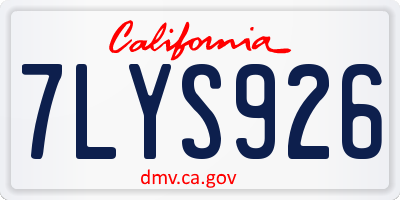 CA license plate 7LYS926