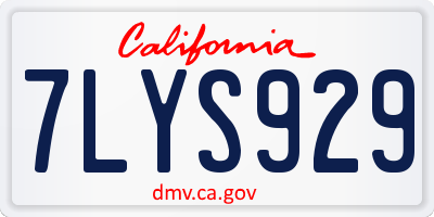 CA license plate 7LYS929