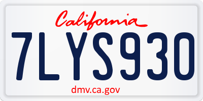 CA license plate 7LYS930