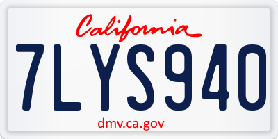 CA license plate 7LYS940
