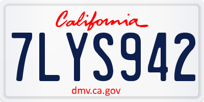 CA license plate 7LYS942
