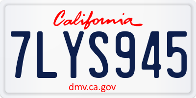 CA license plate 7LYS945