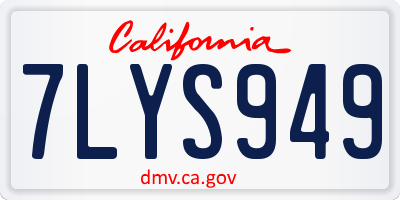 CA license plate 7LYS949