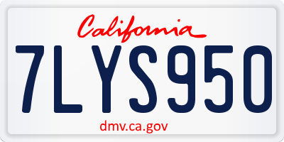 CA license plate 7LYS950