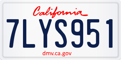 CA license plate 7LYS951