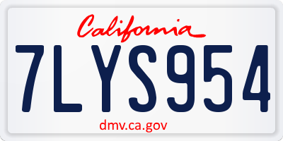 CA license plate 7LYS954
