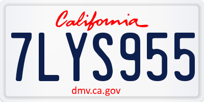 CA license plate 7LYS955