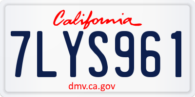 CA license plate 7LYS961
