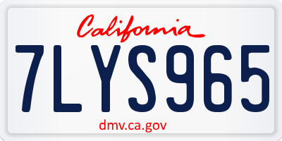 CA license plate 7LYS965