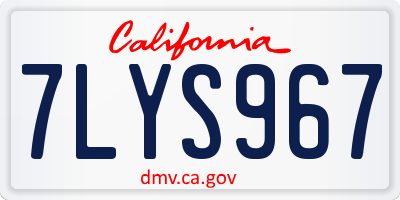 CA license plate 7LYS967