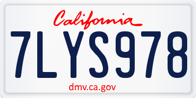 CA license plate 7LYS978