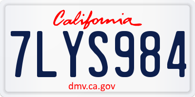 CA license plate 7LYS984