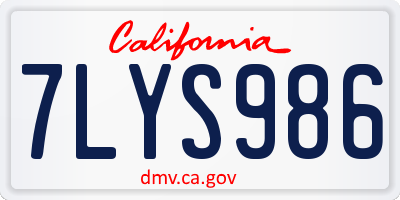 CA license plate 7LYS986