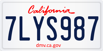 CA license plate 7LYS987