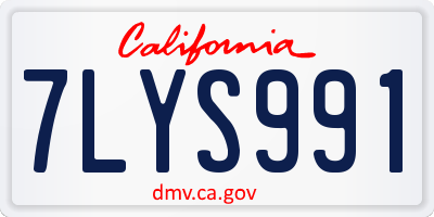 CA license plate 7LYS991