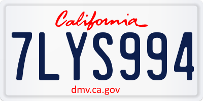 CA license plate 7LYS994