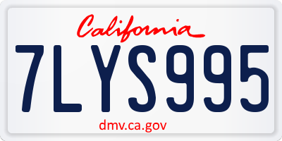 CA license plate 7LYS995